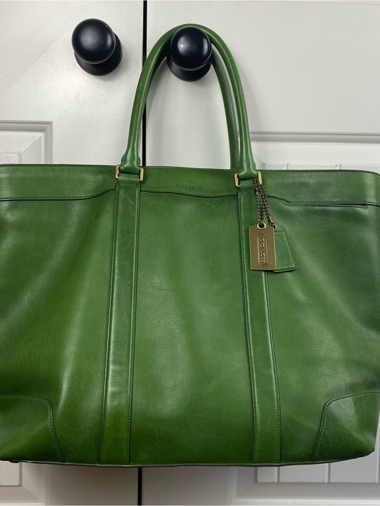 Coach Handbags - Vintage COACH Bleeker Legacy Weekender Tote Bag Green Leather Luggage 70487